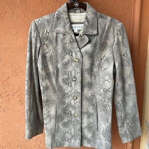 Liz Claiborne fitted genuine leather, snakeskin blazer jacket